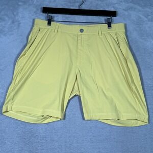 Redvanly Shorts Mens Large Yellow 8 Inch Performance Golf Chino Stretch Casual